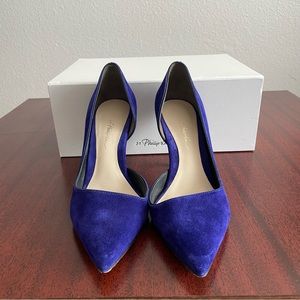 3.1 Philip Lim Blue Suede Leather Iris D’Orsay Heels